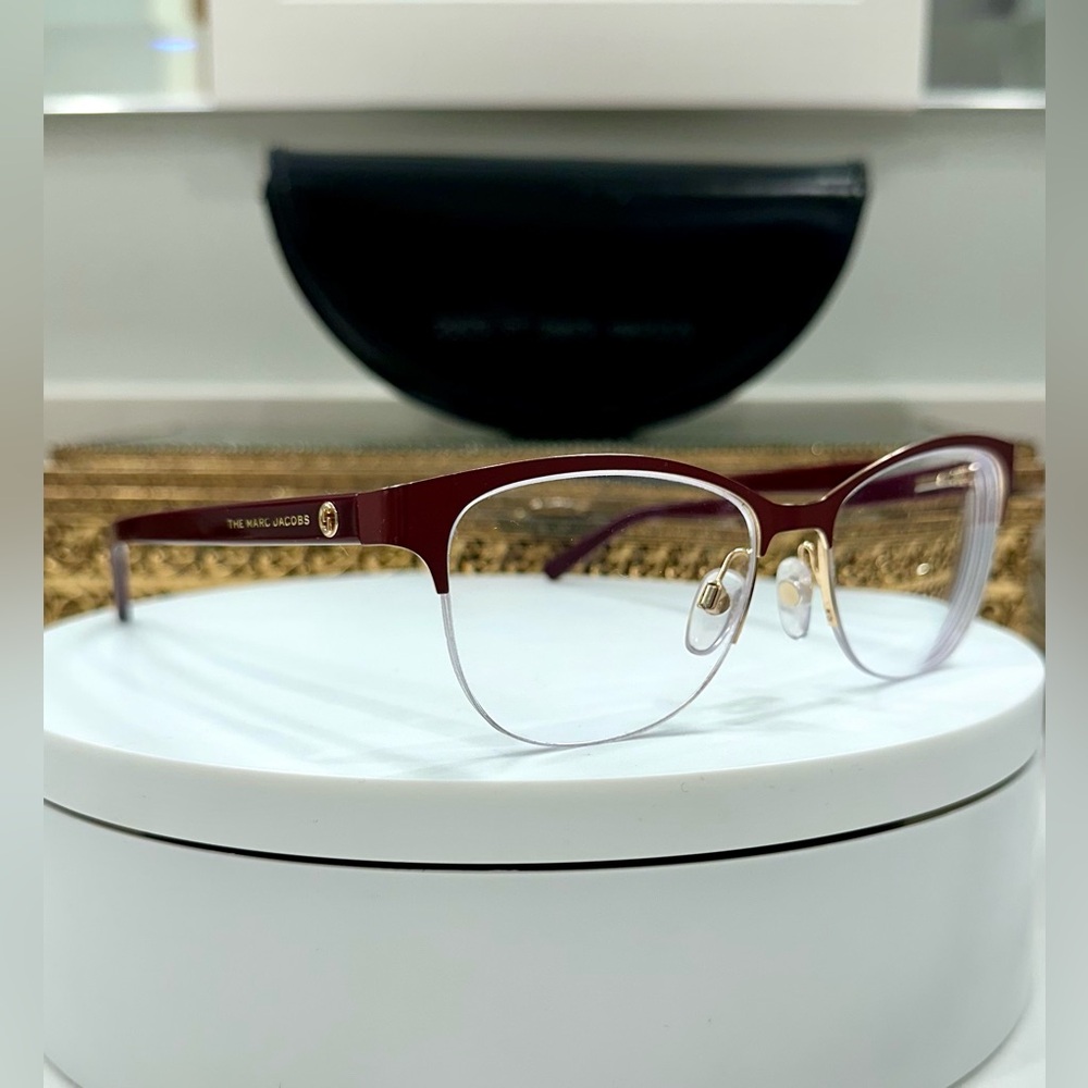 Marc Jacobs - The Marc Jacobs - Red-Violet/Gold Rx Eyeglass Frames EUC w MJ Case